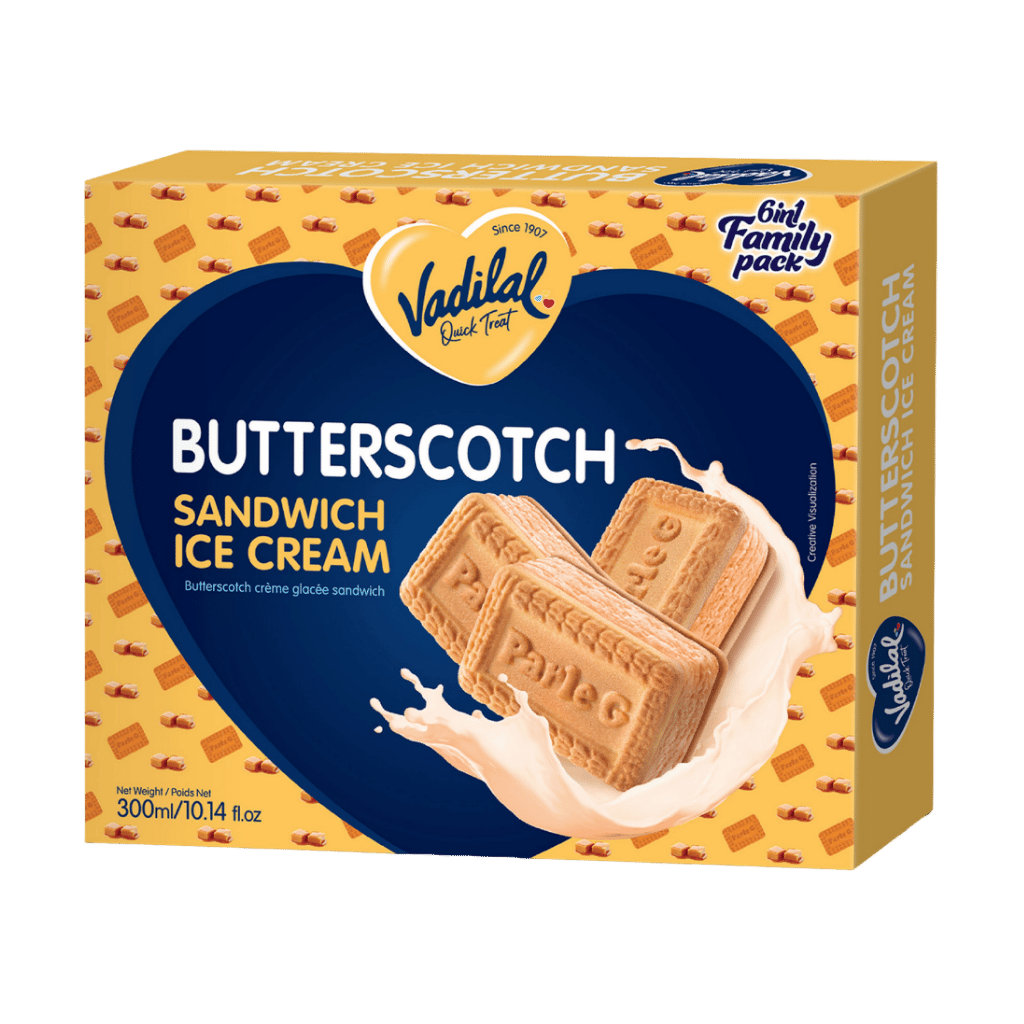Vadilal Butter Scotch Sandwich Ice Cream 300 ml buy online USA - 1